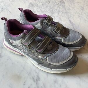 Almost New Geox Girls Gray & Purple Sneakers Size 6